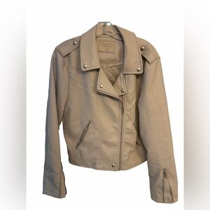 BlankNYC Faux Leather Cropped Moto Jacket Cream Gray Size XL